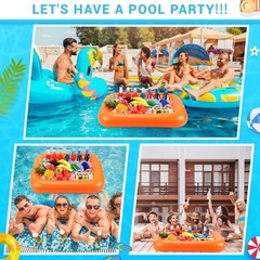 FillTouch Rectangular Inflatable Serving Bar Floating Drink Holder for Pool I…