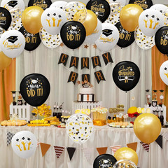 2025 Graduation Party Decorations, 68Pcs Graduation Balloons Black and Gold Grad