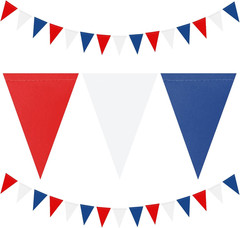 Navy Blue White Gold Party-Decorations – 2Pack Paper Pennant Triangle Flags Bann