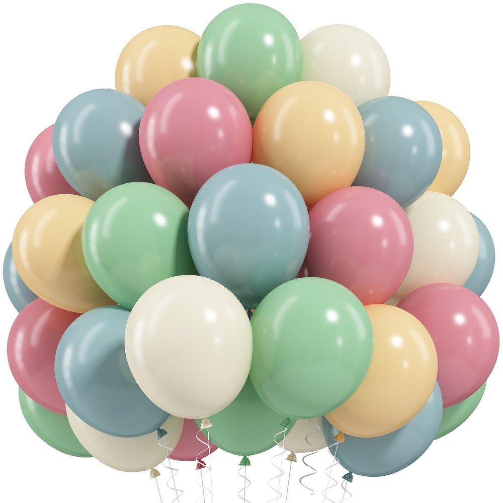 Pink Blue Green Balloons, Retro Blush Pink Sage Green Dusty Blue Ivory White …