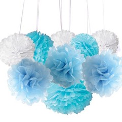 18pcs Tissue Hanging Paper Pom-poms, Hmxpls Flower Ball Wedding Party Outdoor