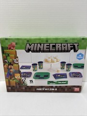 MINECRAFT 40pc Party Kit (8 Dinner Plates/8 Snack Plates/16 Napkins/8 Cups NEW
