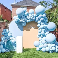 Double Pastel Blue Balloon Garland Macaron Baby Blue Balloons Different Sizes…