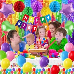 Birthday Party Decorations Rainbow Happy Birthday Banner Honeycomb Colorful