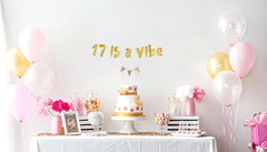 17 Is a Vibe Gold Glitter Banner – 17Th Birthday Party Supplies, Ideas, Gifts an