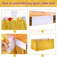 1Pc Luau Grass Table Skirt, Hawaiian Party Decorations Hawaiian Table Skirt 30»