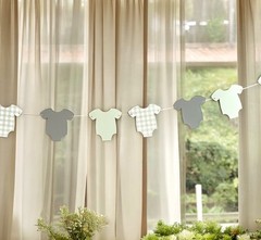 Sage Green Gingham Baby Shower Garland, Assembled Bodysuit Banner