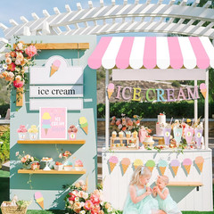 Ice Cream Party Stand Decor Kit, Summer Sundae Playstand Play Shop ICE CREAM Ban