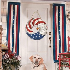 Versatile 4th of July Eagle Wreath – Rustic Wooden Door Sign for Indoor/Outdoor