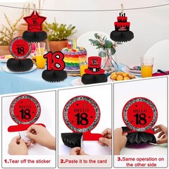 Happy 18th Birthday Decorations for Boys Girls, Red Black 18 Year Old Birthda…