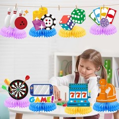 Family Game Night Party Decorations: 9Pcs Game Night Honeycomb Table Centerpi…