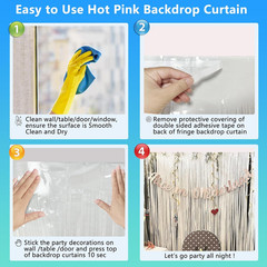 JEBUTU White Foil Fringe Backdrop Curtain 2 Pack 3.3×8.2 Ft,