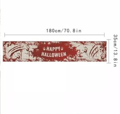 Halloween Table Runner Black & Orange Red Linen – 14 x 71 Inches – Non-Slip – UK
