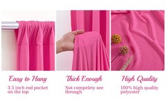 8x10FT Hot Pink Backdrop Curtains for Wedding Parties, Wrinkle Polyester Fuchsia