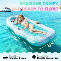 Inflatable Pool Floats Adult, 87″x 47″ Large Pool Lounger Float with Storage …
