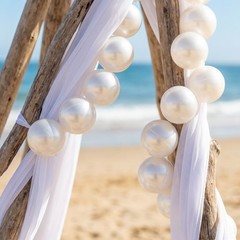 1set White Fake Hanging Strand Chain – 2.2 Inch Giant Round Ball