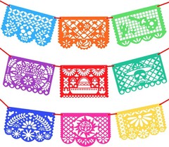 15Ft 9Pcs Mexican Party Banners – Felt Papel Picado Banner – Mexican Fiesta Part