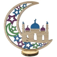 2022 New Wooden Handicraft Ornaments Eid al-Fitr Festival Moon Desktop Ornaments