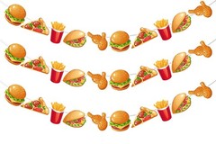 SHADOAMP 3pcs Fast Food Theme Garland Banner, 3.38 x 3.42 inches, Mixed