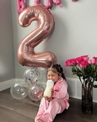 40 Inch Balloon, Giant 2 Number Balloons for 2nd Birthday Number 2 Rose Gold