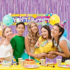 Metallic Foil Fringe Curtain Tinsel Photo Backdrop Party Birthday Decor 3*8FT