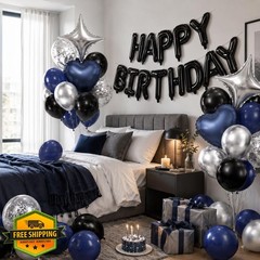Paready Navy Blue Black Birthday Decorations