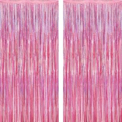 2 Pack Glitter Pink Backdrop, 3.28 FT x 7.05 FT Birthday Party Decorations