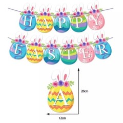 1pc Large Easter Banner Eggs Colorful Easter Party Decorations Banner Reusable