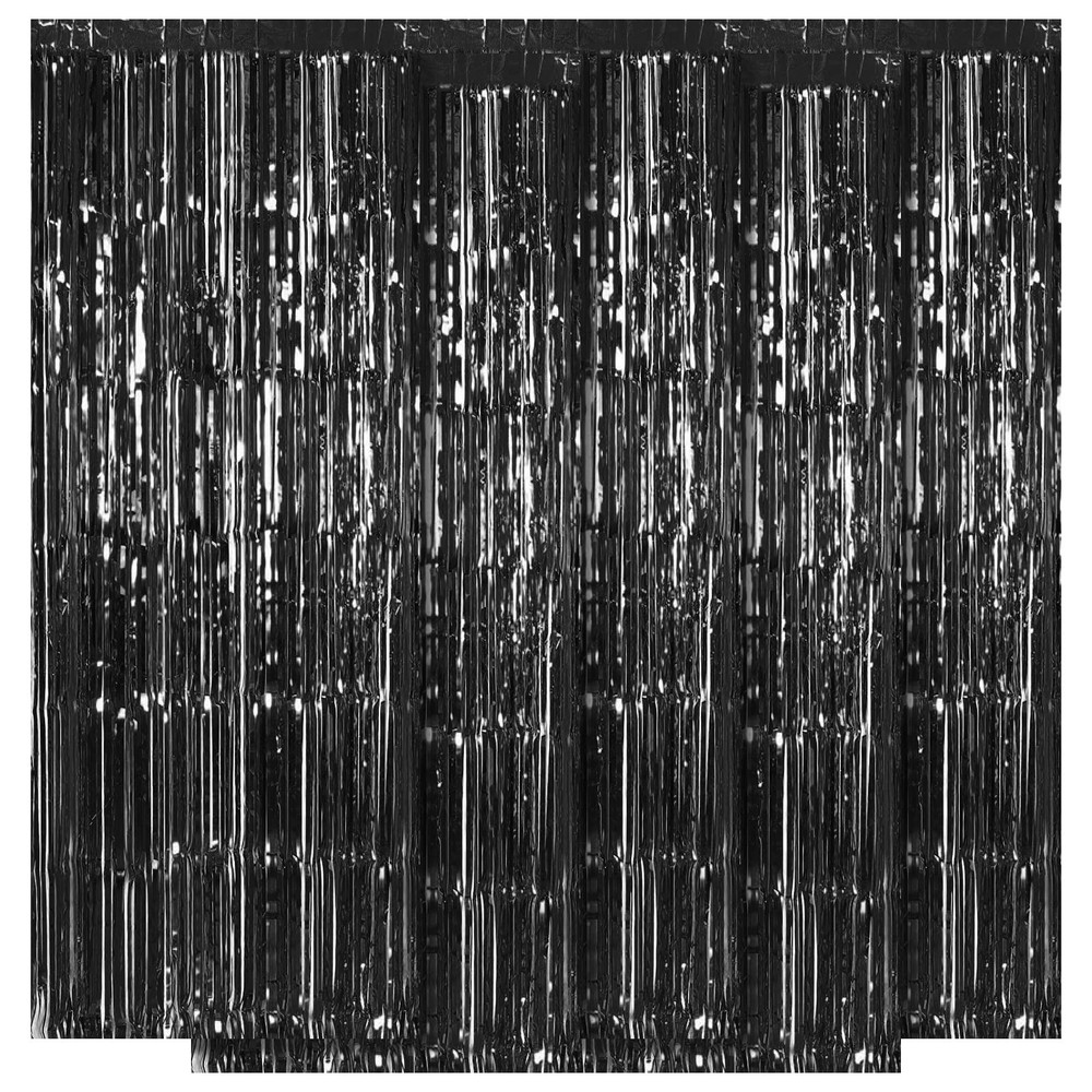 5 Pack Black Fringe Backdrop 3.2ft x 8.2ft Foil Curtain Tinsel Streamers for …