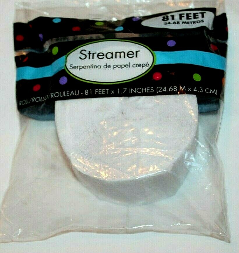 Amscan Paper Crepe Frosty White Streamer – 81 ft – 1 Roll