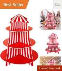 3 Tier Cupcake Foam Stand with Circus Carnival Tent Design for Desserts, Birt…