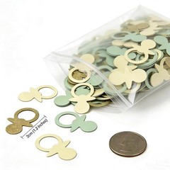 Sage Green Gold Pacifiers Table Confetti Scatters Neutral Baby Shower Boy Gir…