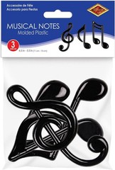 Molded Plastic Notes Black Set 3 Dynamic 3D Music Symbols Stage Party Home Decor