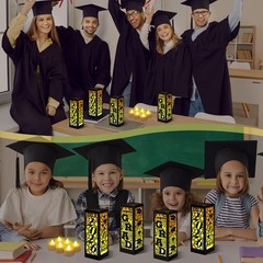 6 PCS Class of 2026 Graduation Lantern Boxes LED Candles Table Decor