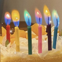 Colorflame Multicolor Birthday Cake Candles Happy 12pcs, Colorful