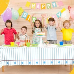 Fun Stationery Design Tablecloths – 4 Pack 54×108 Inch for School Celebrations
