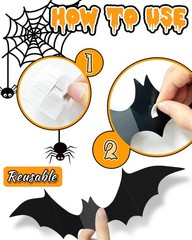 120 Pcs Halloween Decorations 3D Bats Decor, 4 Sizes Scary Bat