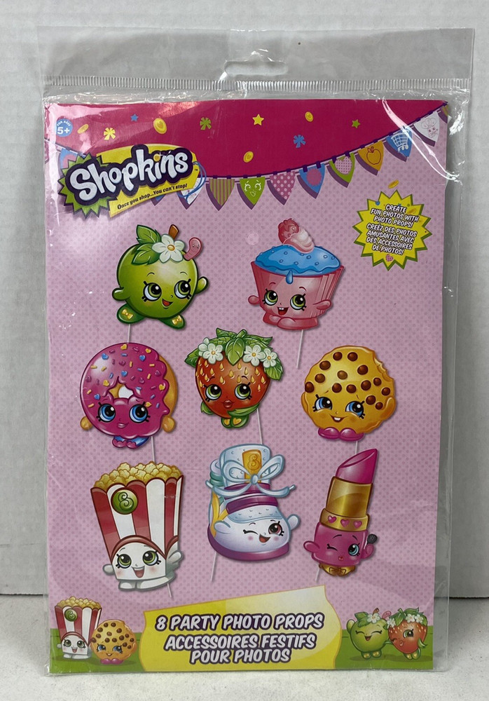 Shopkins Photo Booth Props (8 Piece) Party Decorations New!!!!