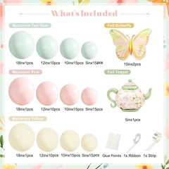 Tea Party Decorations Pastel Pink Yellow Balloon Garland Arch Kit with Teapot…