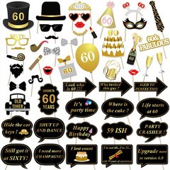 60th Birthday Party Photo Booth Props 51Count for Her Him 60th Birthday Gold …