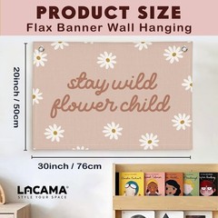 Girls Room Wall Decor, Floral Canvas Banner Wildflower Linen Hanging for Nurs…