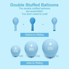 Double Pastel Blue Balloon Garland Macaron Baby Blue Balloons Different Sizes…