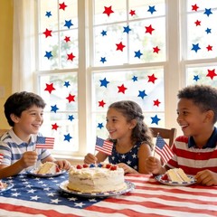 34Pcs Patriotic Thick Gel Clings Red Blue Star 4th of July Star Reusable Window