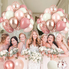 Dusty Pink Boho Blush Balloons, Metallic Rose Gold Retro Pink Ivory White Balloo