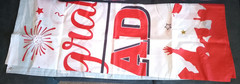 Red and white Congratulations Grad party banner 56×84 inches