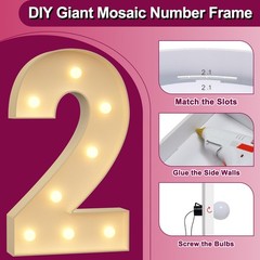 1 PCS 3FT Foam Board Number 2 Light Up Marquee Number Birthday Party Decor