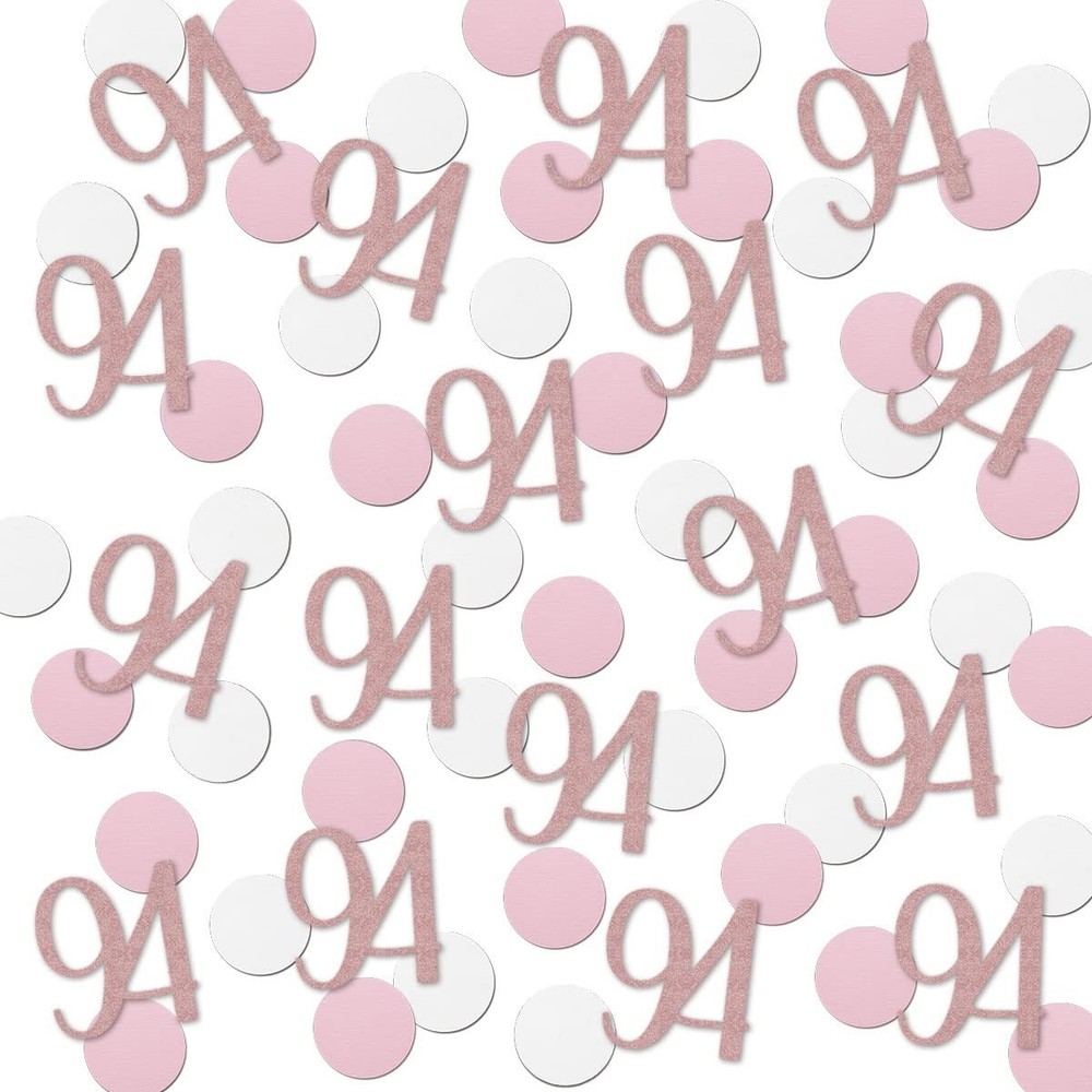 200 PCS Rose Gold 94th Glitter Birthday Number Confetti Anniversary Party