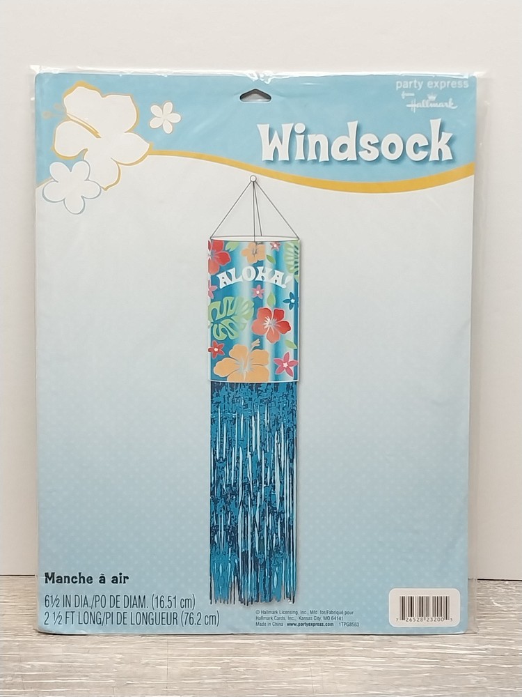 Luau Party Decor Windsock NEW Sealed Tiki Hawaiian Aloha BBQ Yard LOT OF 6 PCS