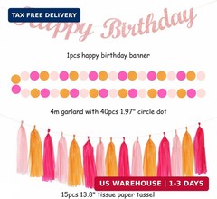 Hot-Pink Orange 21st Happy-Birthday Party-Decorations – 31pcs Sweet 16 18th Wome