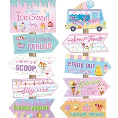 20 PCS Ice Cream Party Decorations Sign Theme Birthday Photo Prop Cutouts